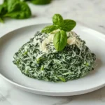 3 ingredient creamed spinach on plate