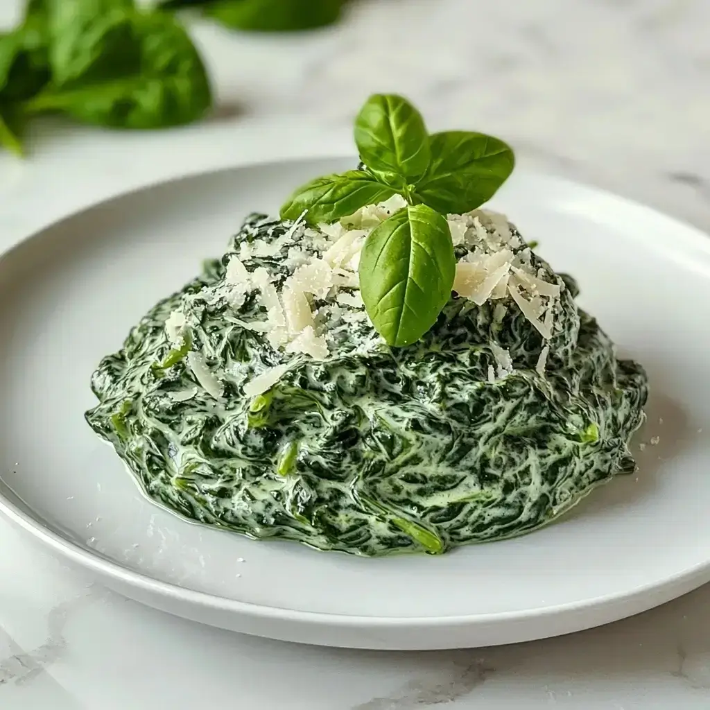 3 ingredient creamed spinach on plate