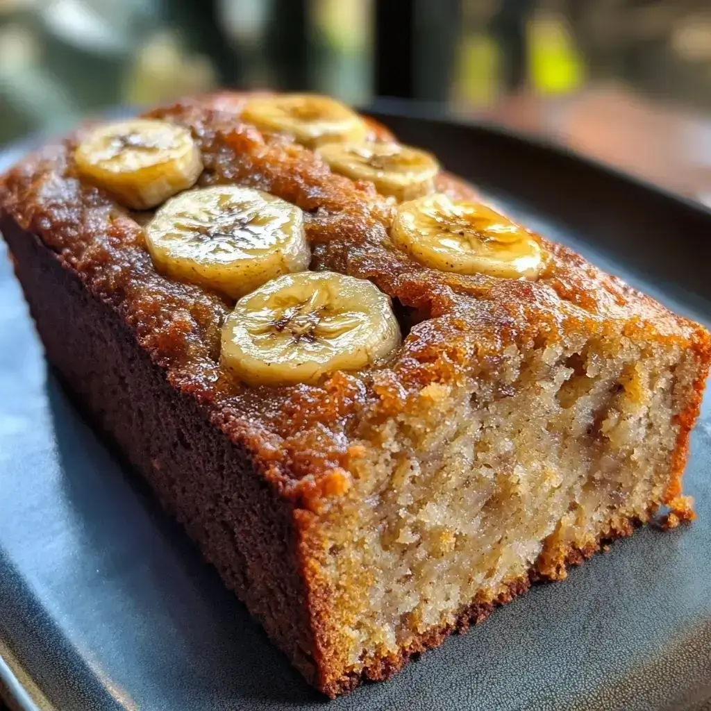 5 ingredient banana bread fresh slice close-up